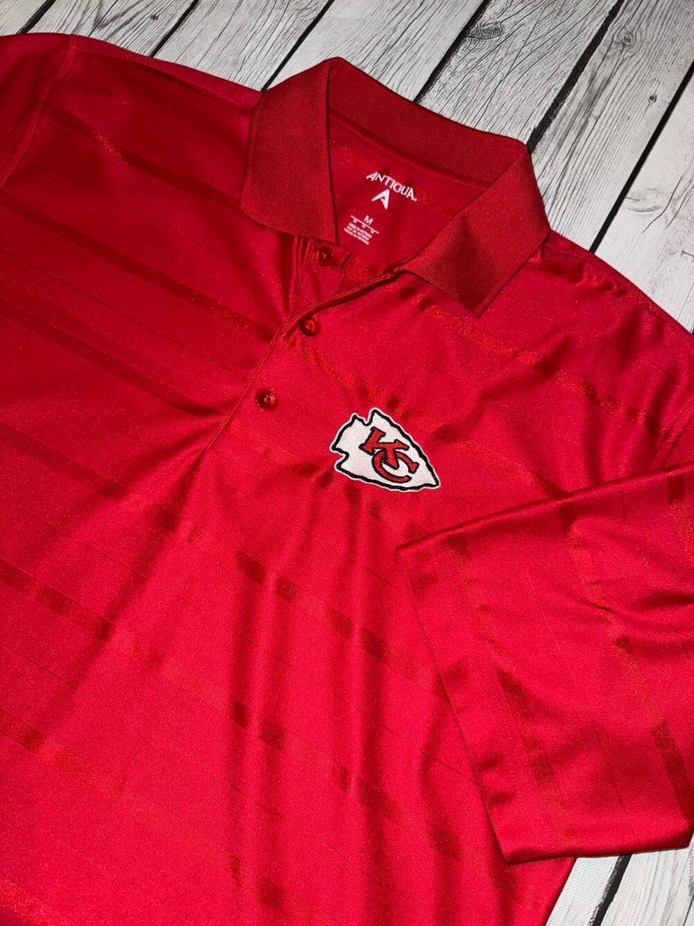 Kansas City Chiefs Antigua Red Polo Shirt Short Sleeve Men’s Medium NFL